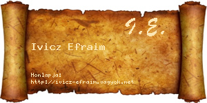 Ivicz Efraim névjegykártya